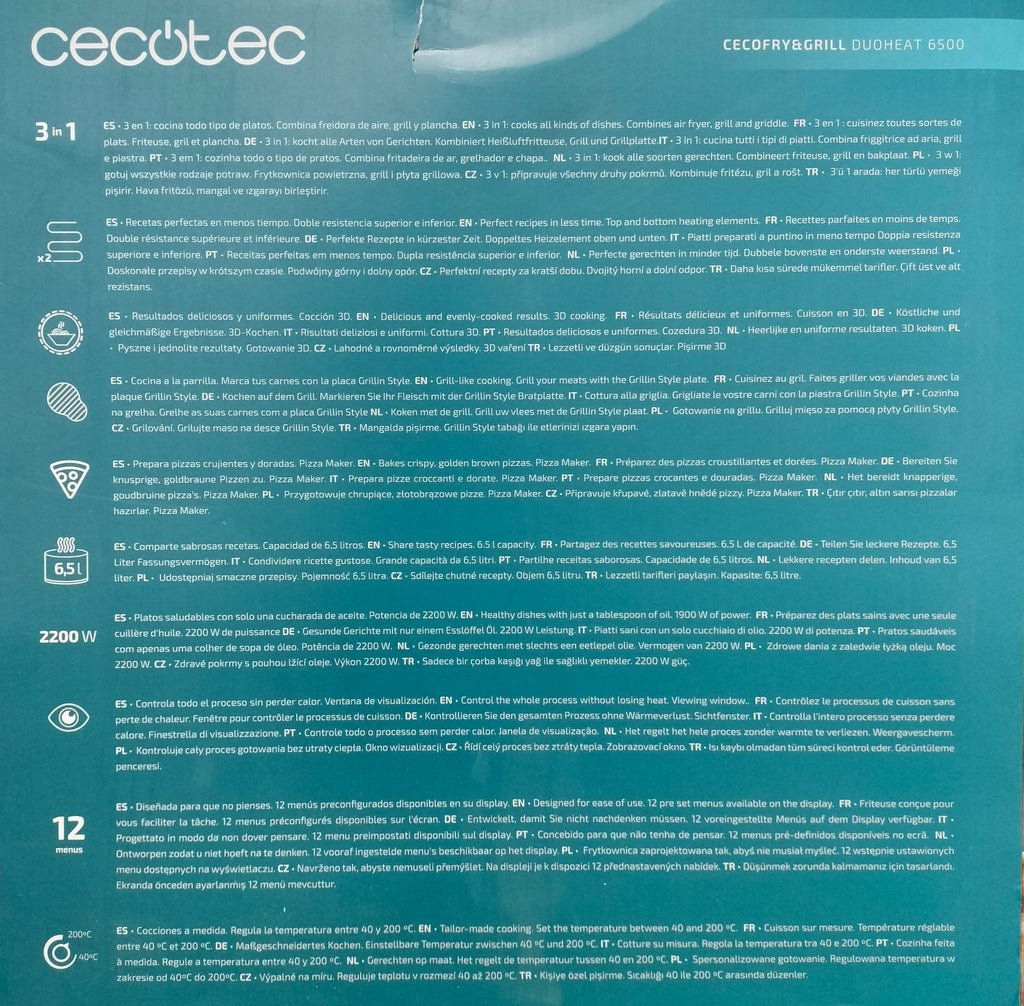 FREIDORA DE AIRE 6.5L CECOTEC DOBLE RESISTENCIA