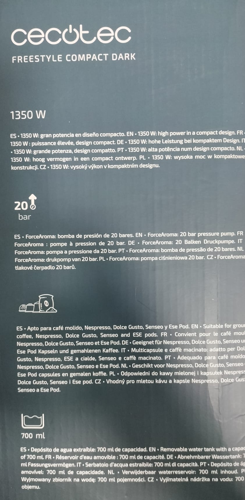 CAFETERA MULTICAPSULAS CECOTEC