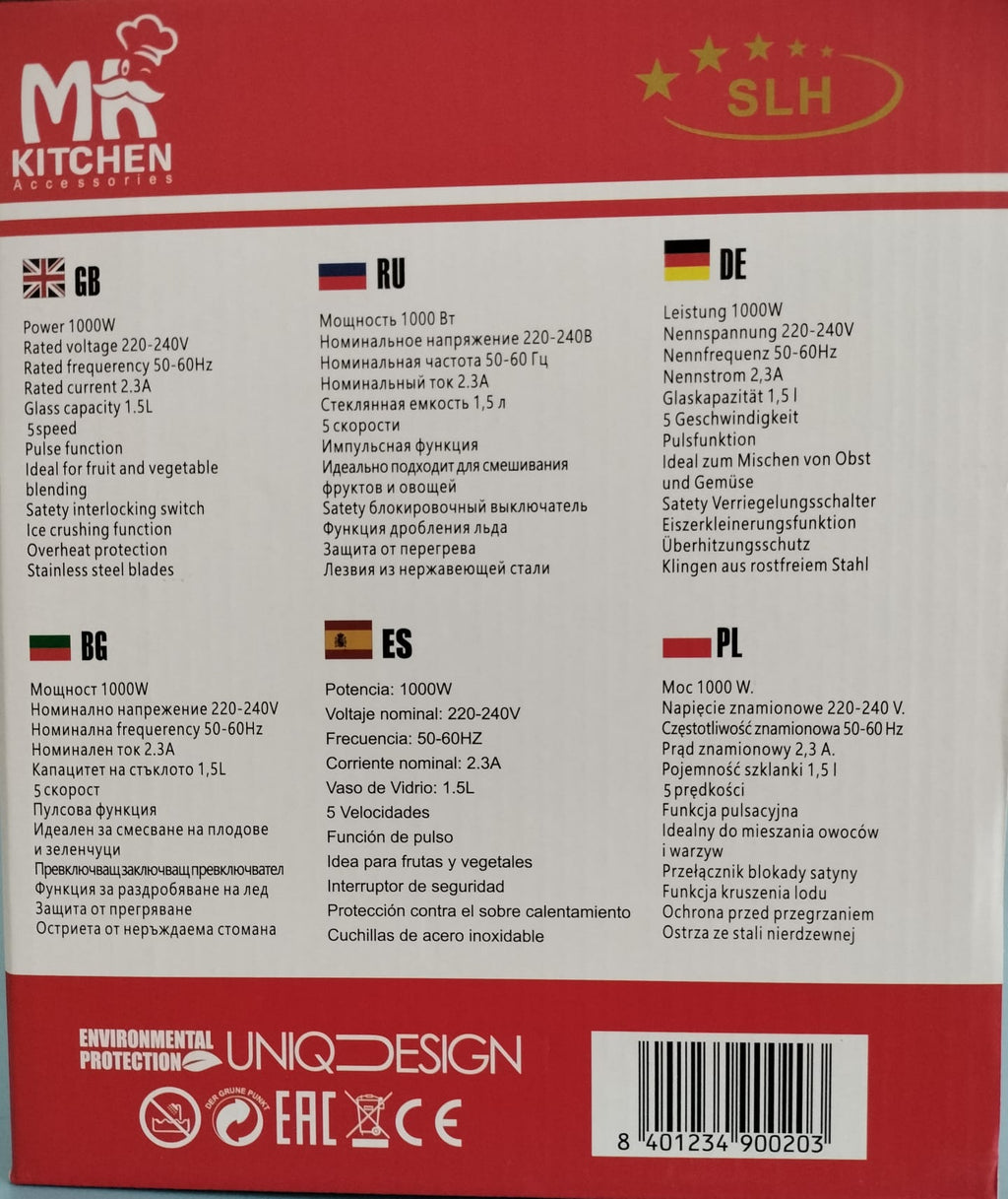 BATIDORA DE VASO ORBITAL/ LICUADORA 1000W