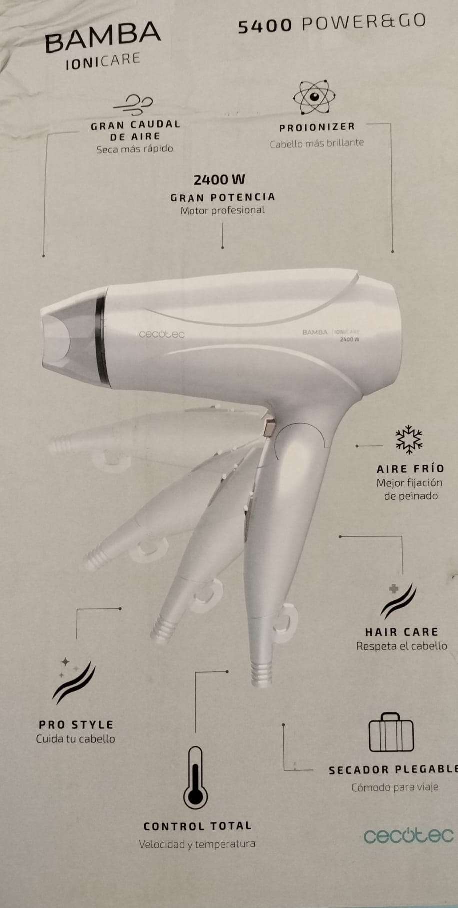 SECADOR DE VIAJE CECOTEC 2400W